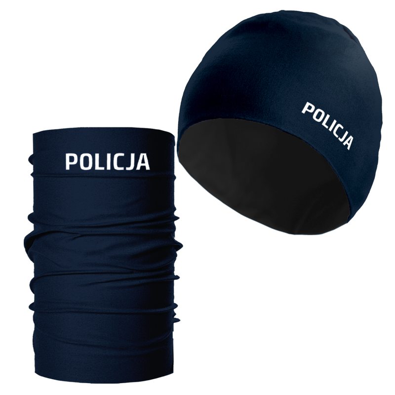 Komplet czapka plus komin Policja