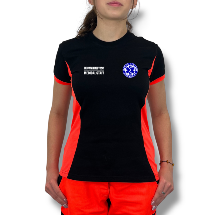 Damska koszulka RATOWNIK MEDYCZNY / MEDICAL STAFF – PREMIUM, dwujęzyczna 