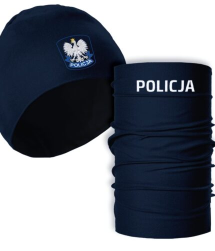 Komplet czapka + komin z nadrukiem POLICJA