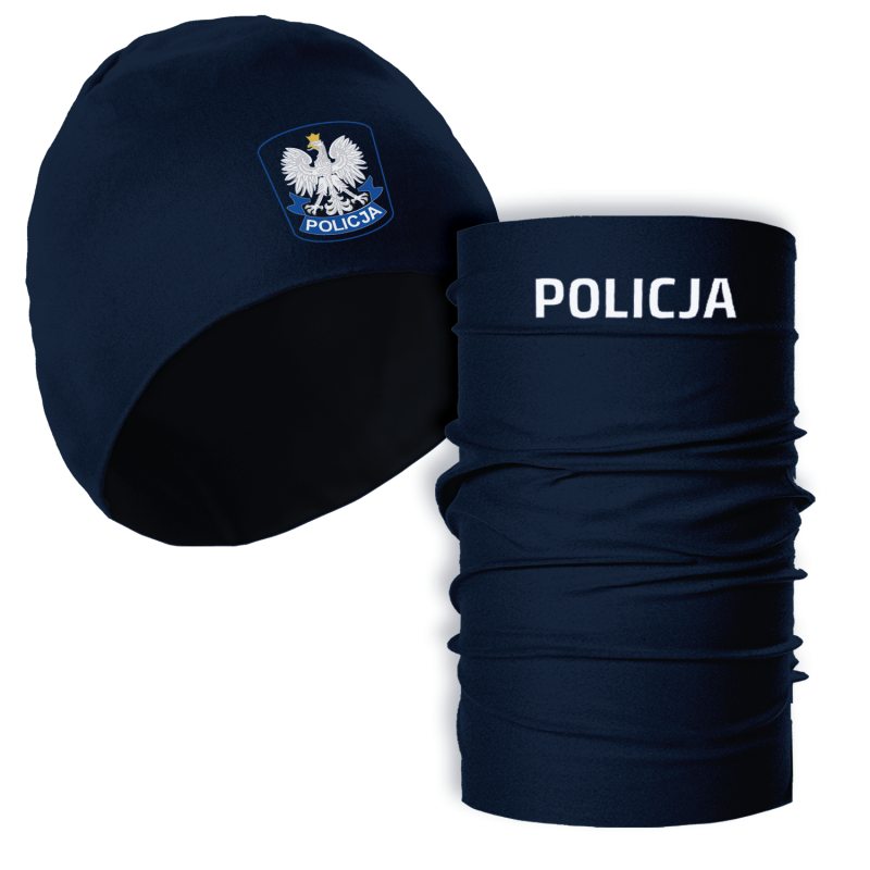 CZAP6ZKOMINPOLICJA1 Komplet czapka + komin z nadrukiem POLICJA