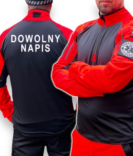 Męski combat shirt REDHV z czerwonymi rękawami i czarnym panelem