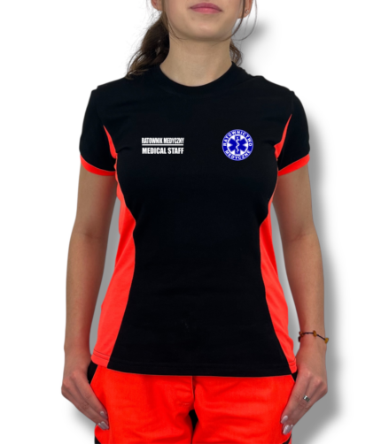 Damska koszulka RATOWNIK MEDYCZNY / MEDICAL STAFF – PREMIUM, dwujęzyczna