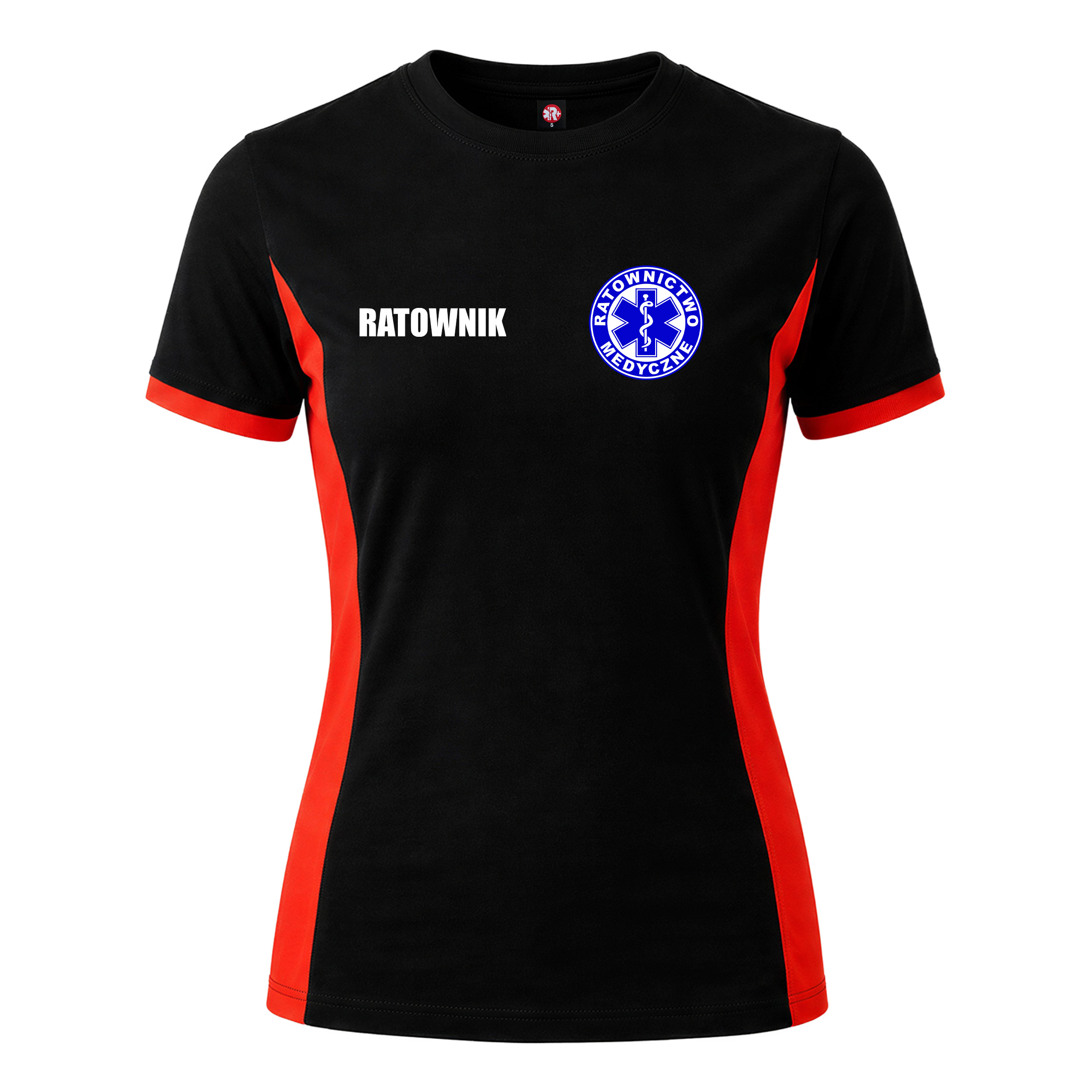 TRDF-przód-RM-napis-Ratownik Koszulka Ratownik damska premium revers - przód z logo RM