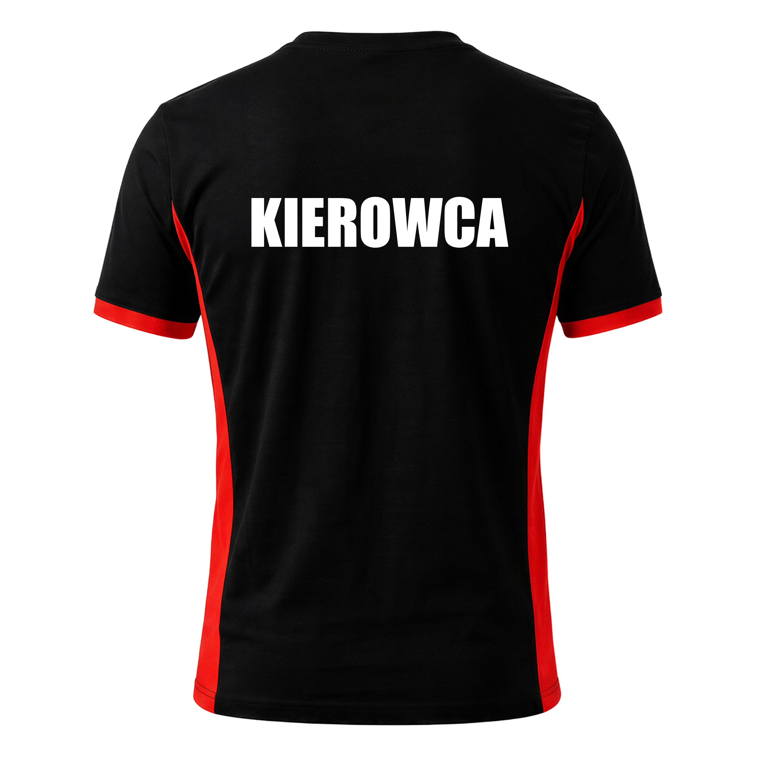 TRMF-tył-napis-Kierowca Koszulka Kierowca Ratownik czarna z redhv bokami, tył